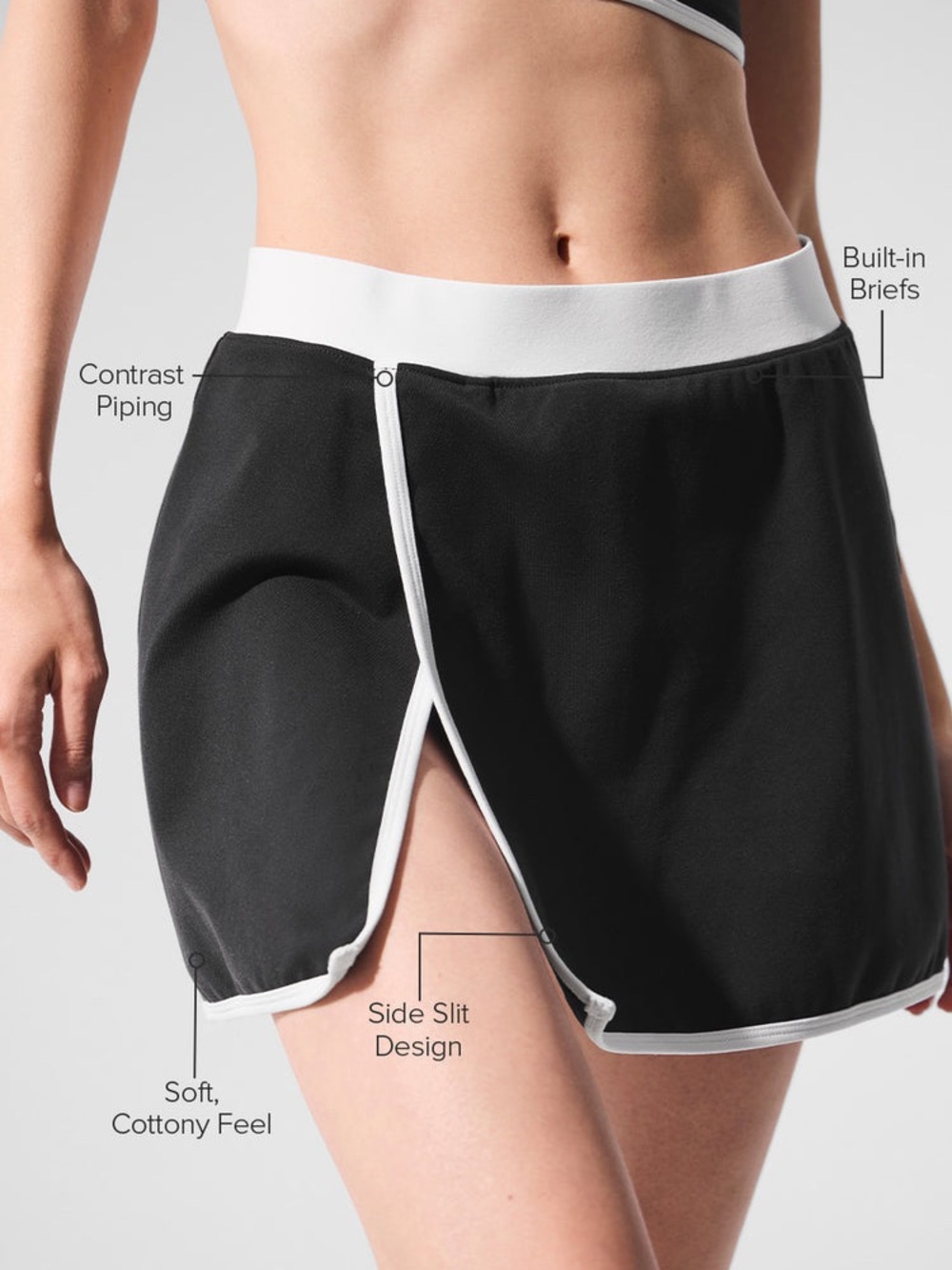ALO Yoga Black Mini Skirt with White Trim